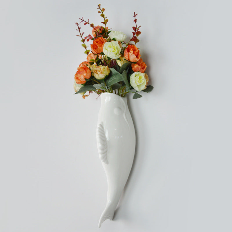 Creative Wall Ceramic Goldfish Wall Hanging Three-Dimensional Vase