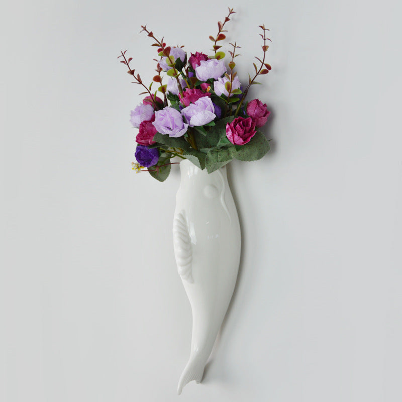 Creative Wall Ceramic Goldfish Wall Hanging Three-Dimensional Vase
