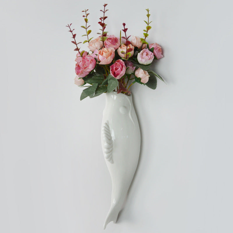 Creative Wall Ceramic Goldfish Wall Hanging Three-Dimensional Vase