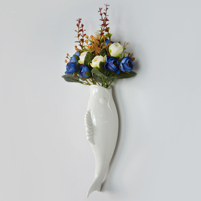 Creative Wall Ceramic Goldfish Wall Hanging Three-Dimensional Vase