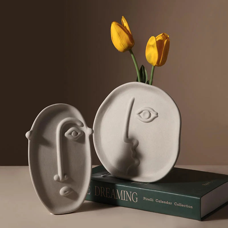 Nordic Picasso Creative Ceramic Face Vase – Artistic Elegance for Your Home