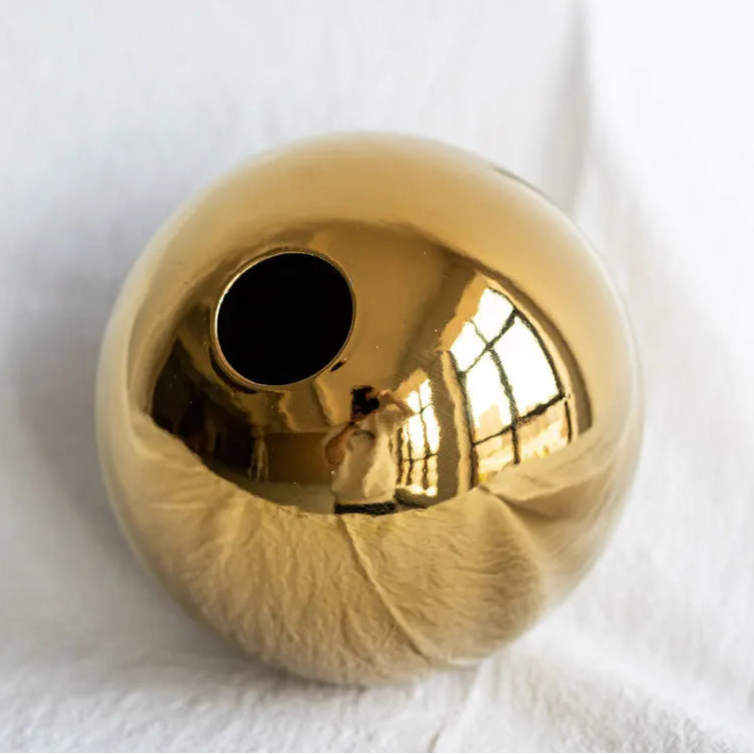 Golden Plating Ball Home Decor Hydroponic Vase