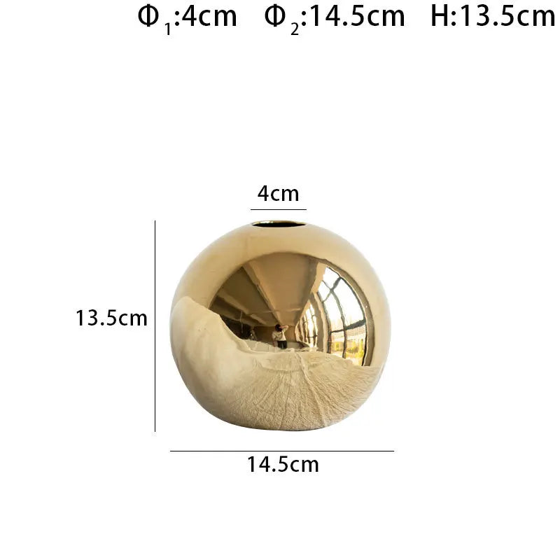 Golden Plating Ball Home Decor Hydroponic Vase