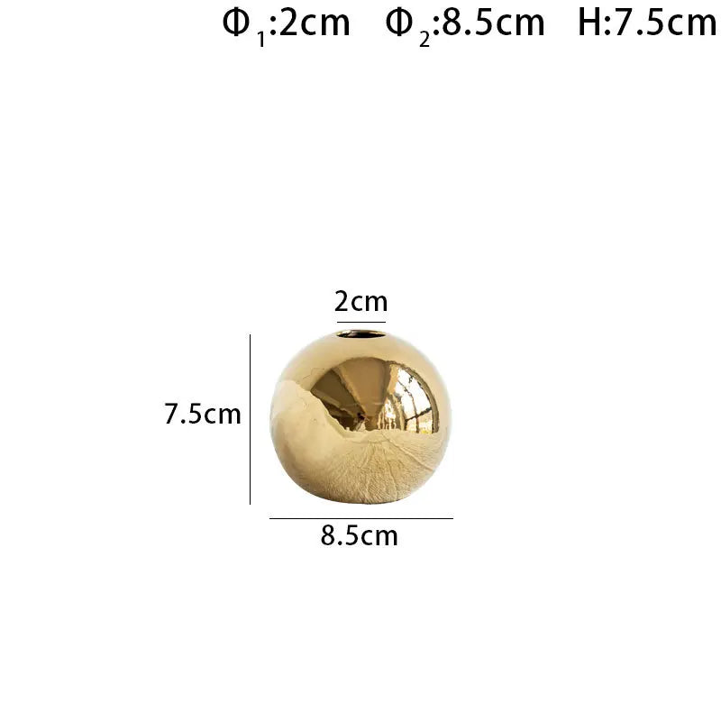 Golden Plating Ball Home Decor Hydroponic Vase