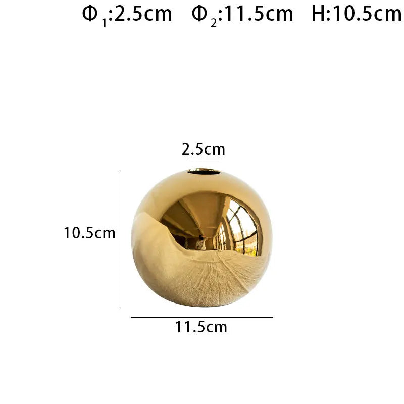 Golden Plating Ball Home Decor Hydroponic Vase