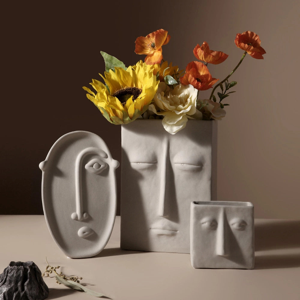 Nordic Picasso Creative Ceramic Face Vase – Artistic Elegance for Your Home