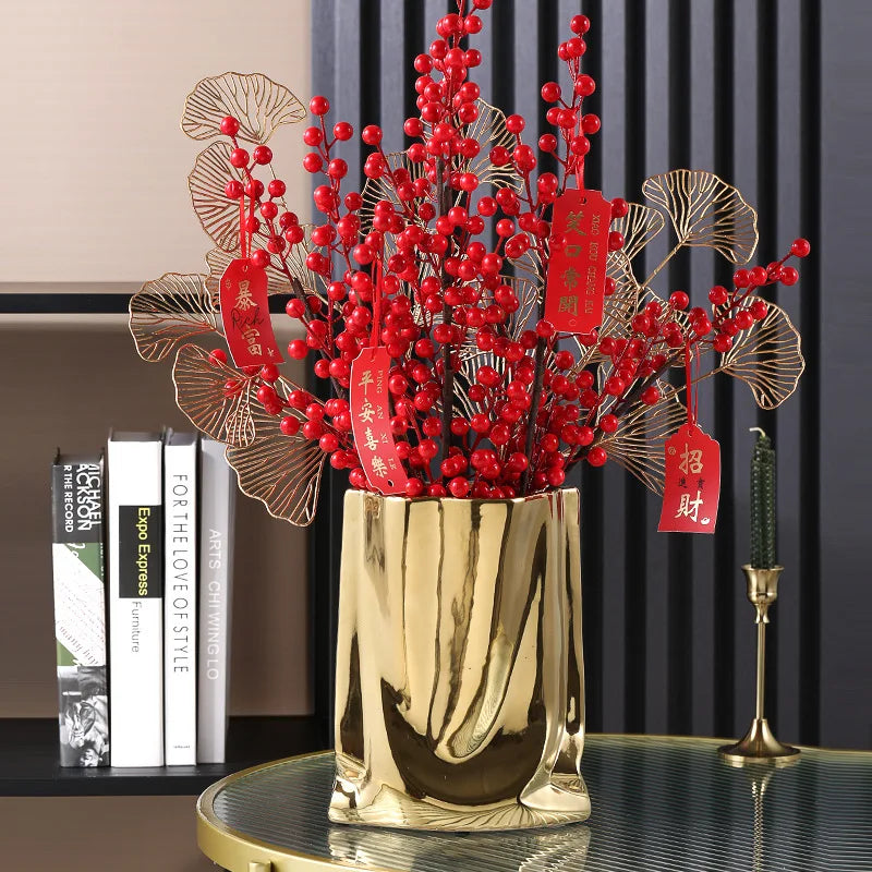 Silver Ruffled Porcelain Bag Shape Home Decoration Vase