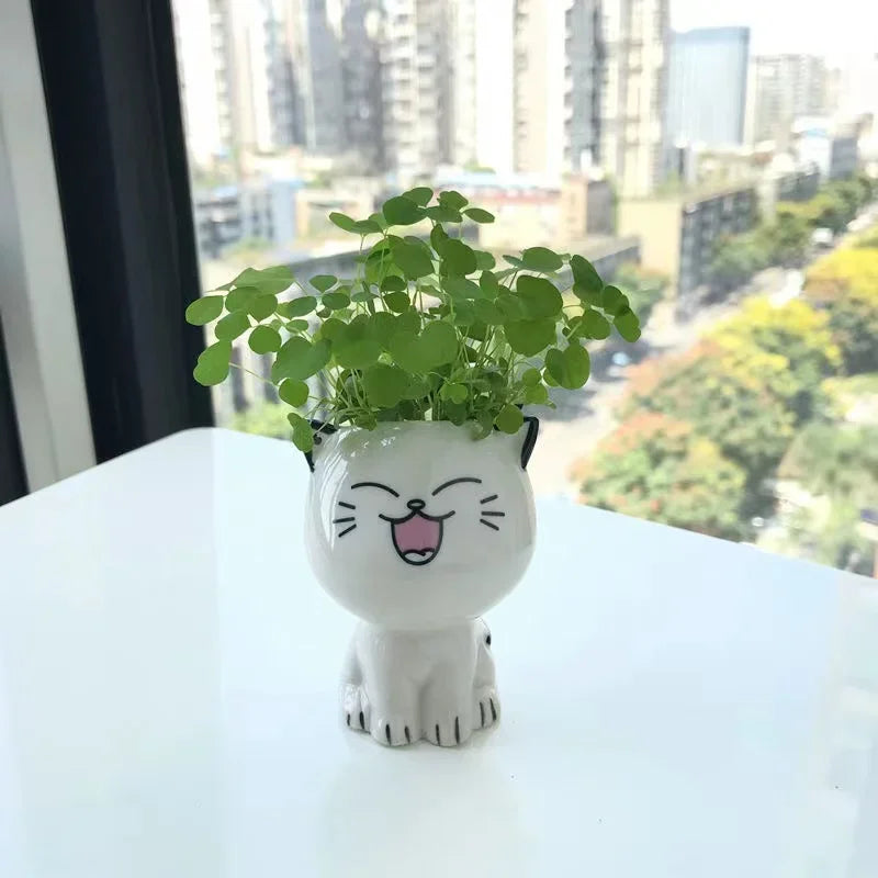 DIY Cute Mini Cat Shaped Ceramic Plant Pot