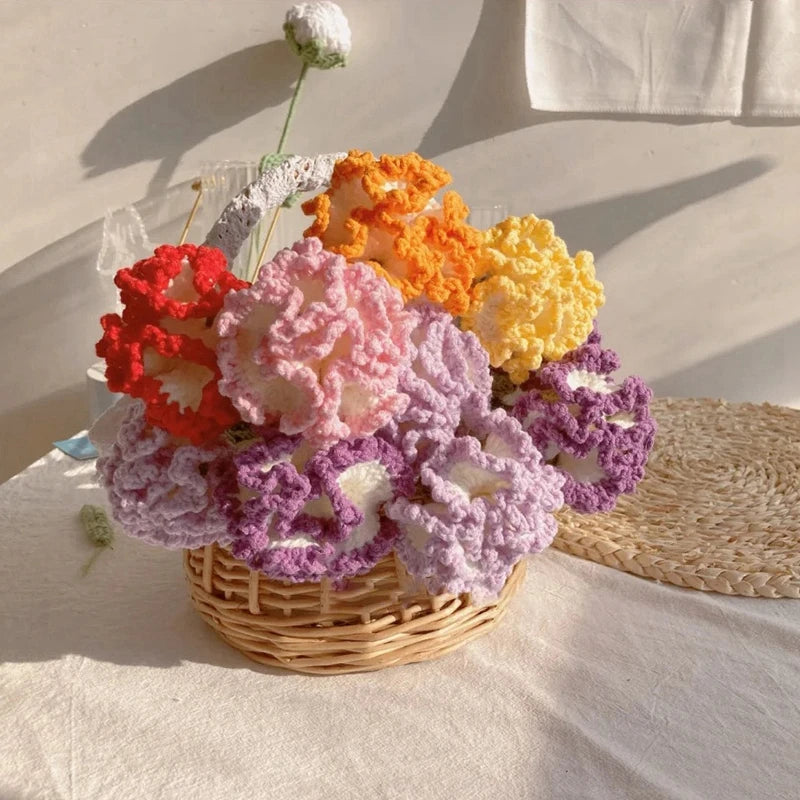 Crochet Carnation Hand Woven Flower Bouquet