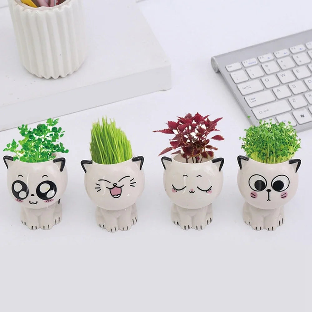 DIY Cute Mini Cat Shaped Ceramic Plant Pot