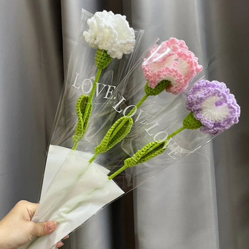 Crochet Carnation Hand Woven Flower Bouquet