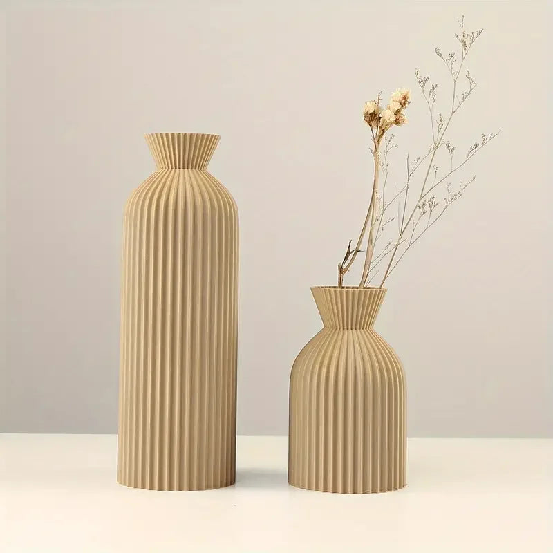 Elegant Black and Beige Boho Chic Decor Plastic Vase