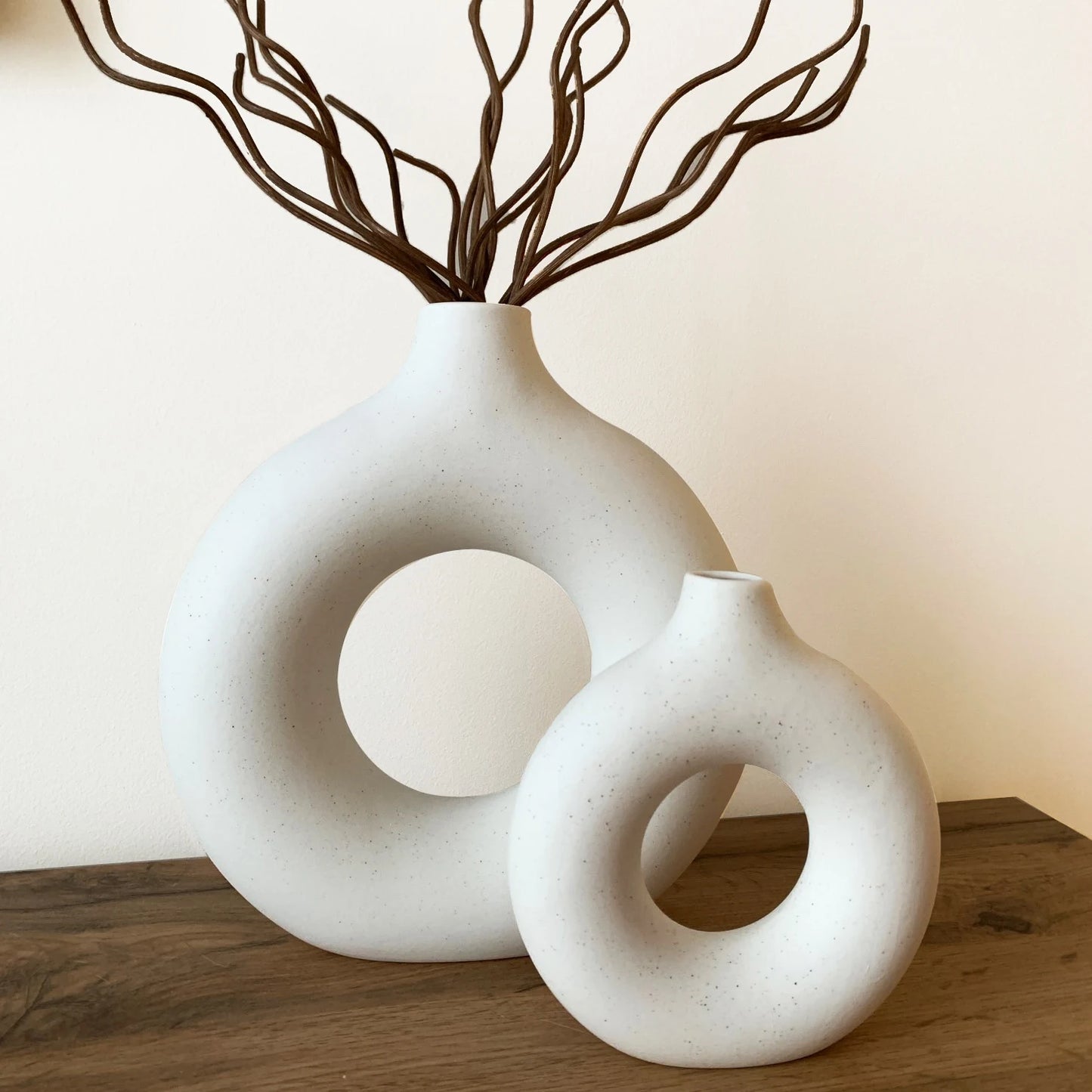 Circular Hollow Ceramic Nordic Vase Home Decor