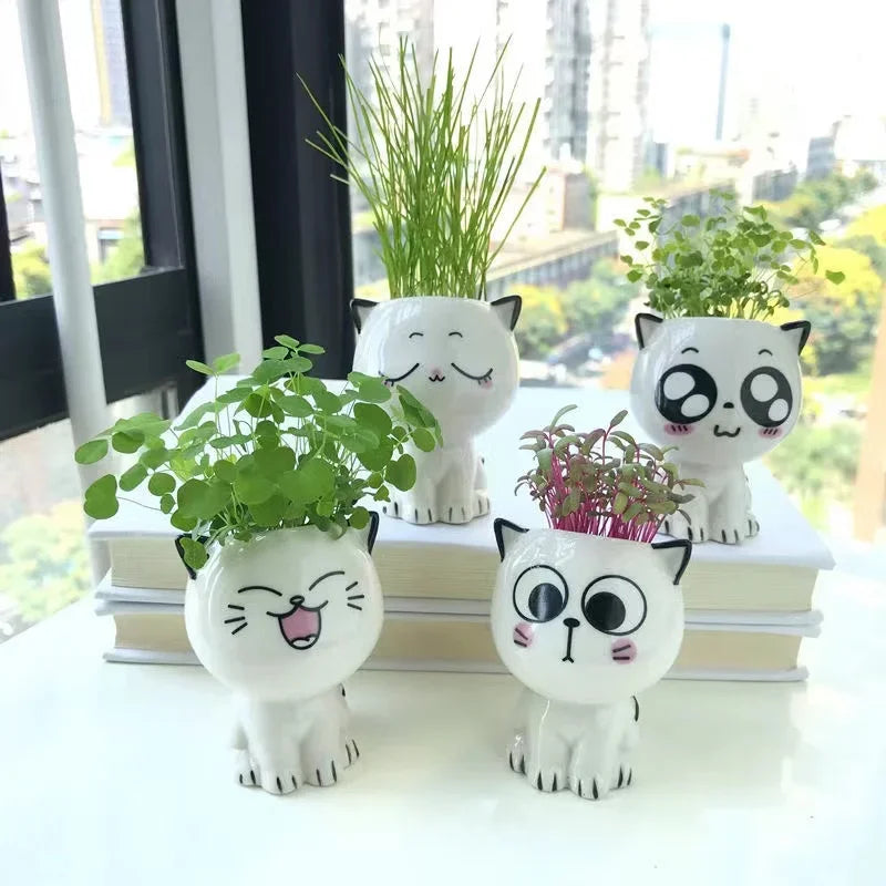 DIY Cute Mini Cat Shaped Ceramic Plant Pot