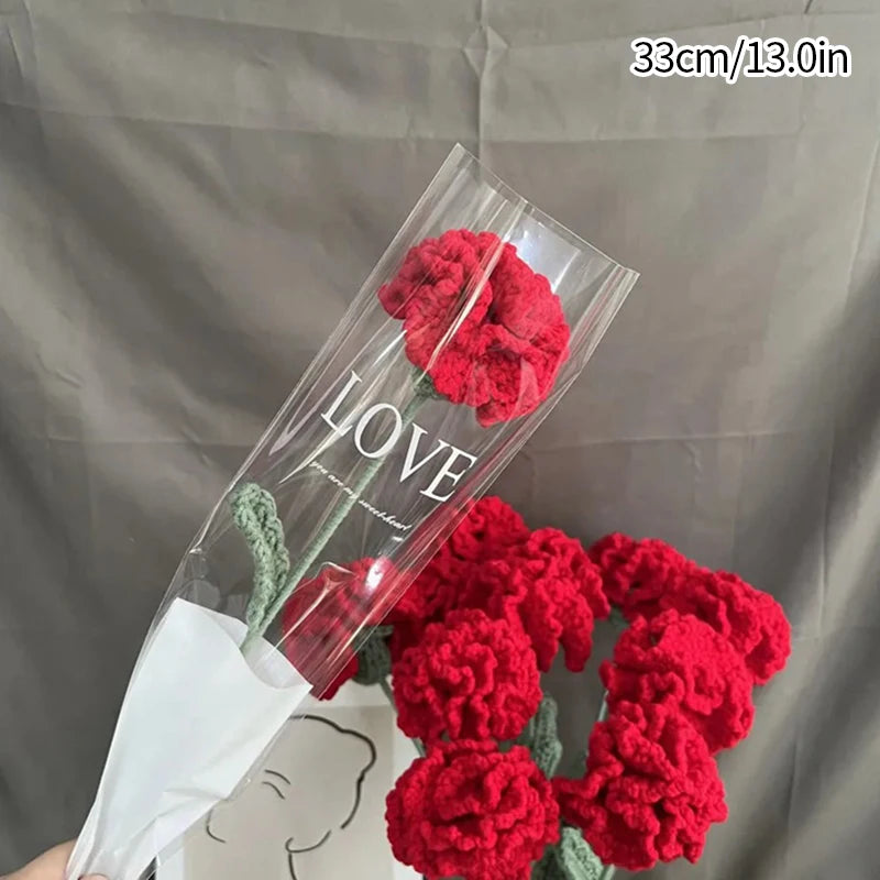 Crochet Carnation Hand Woven Flower Bouquet