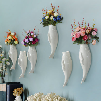 Creative Wall Ceramic Goldfish Wall Hanging Three-Dimensional Vase