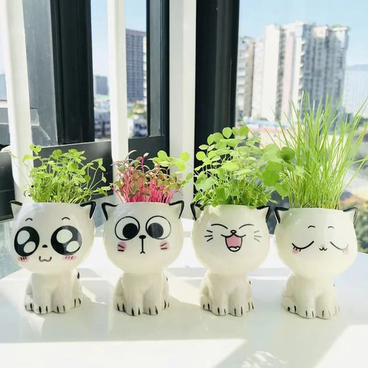 DIY Cute Mini Cat Shaped Ceramic Plant Pot