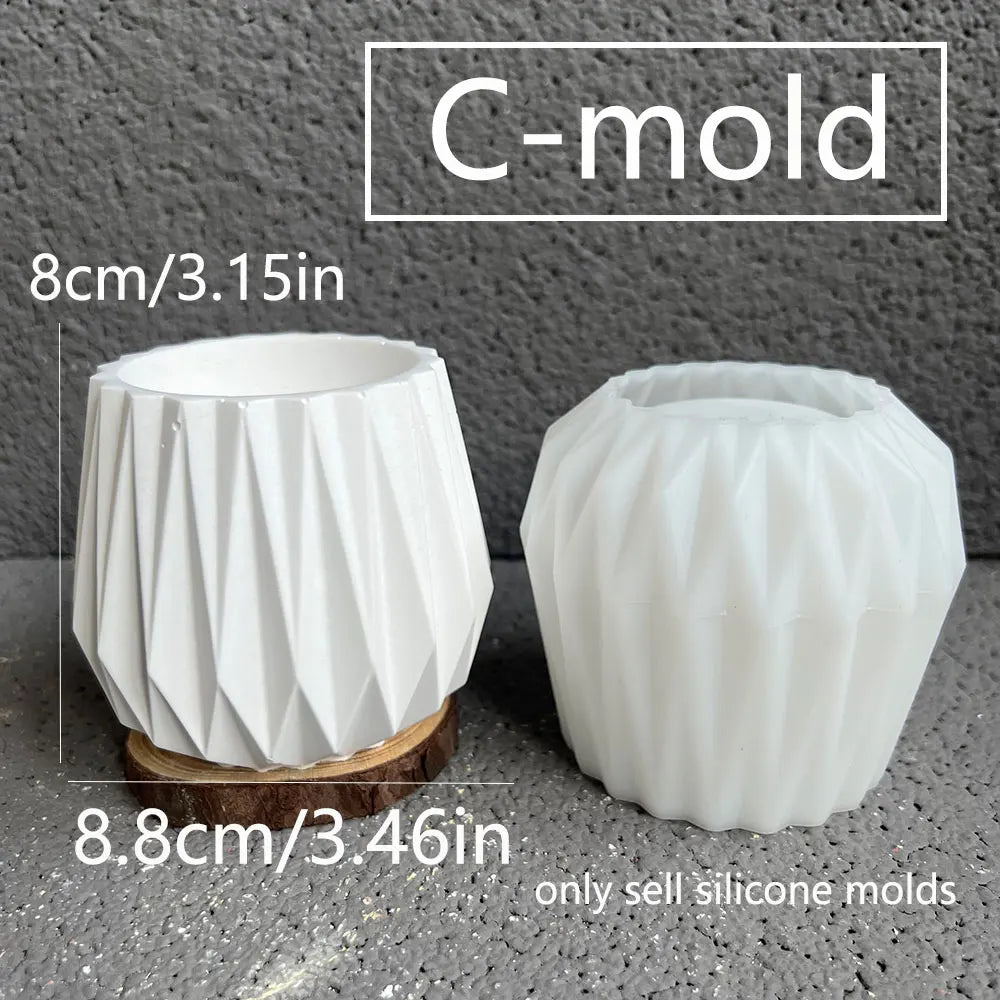 Silicone Mold DIY Geometric Shape Flower Pot Candle Jar Home Decor