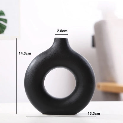 Circular Hollow Ceramic Nordic Vase Home Decor