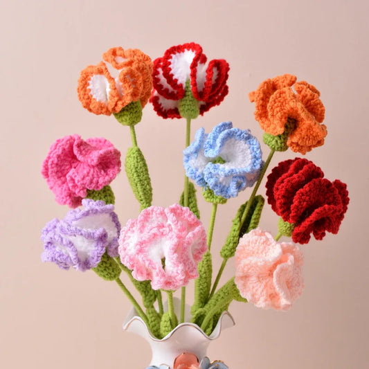 Crochet Carnation Hand Woven Flower Bouquet