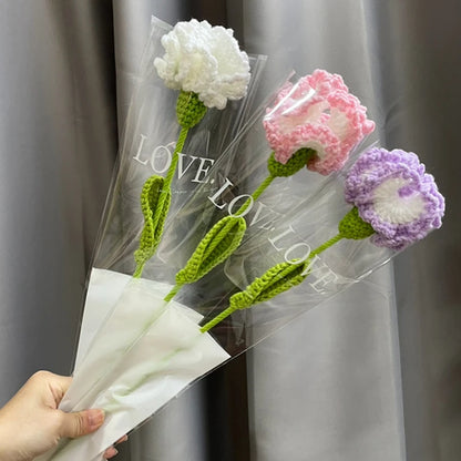 Crochet Carnation Hand Woven Flower Bouquet