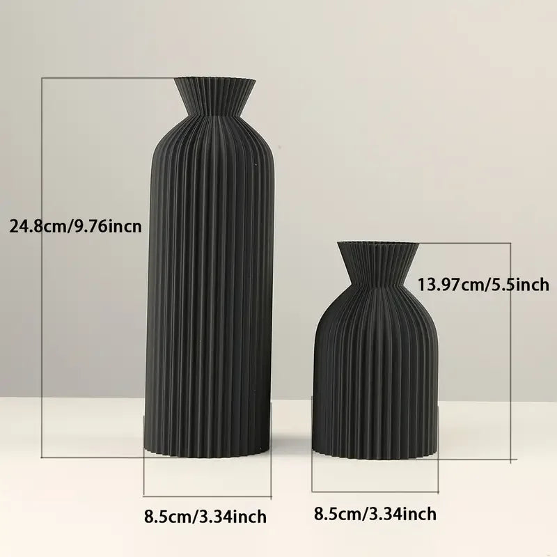 Elegant Black and Beige Boho Chic Decor Plastic Vase
